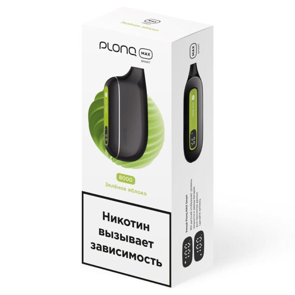 Одноразовая ЭС PLONQ Max Smart 8000 - Зелёное яблоко (М)