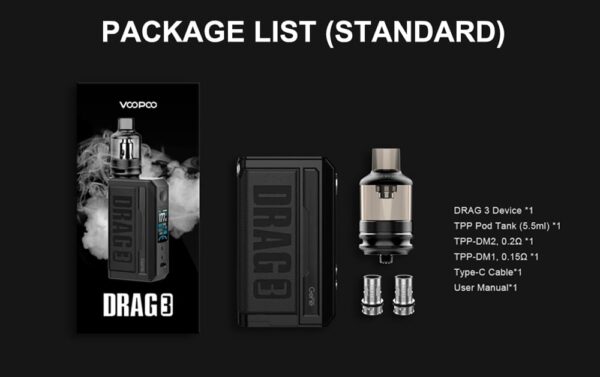 Voopoo Drag 3 Kit 177W With TPP-X Tank (Eagle Grey)